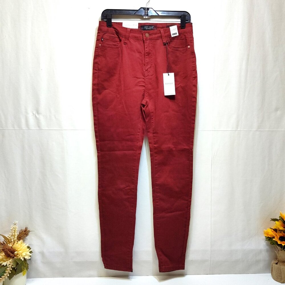 Judy Blue Los Angeles Skinny Fit High Waist Jeans 11/30 Wine Red 98% Cotton NWT